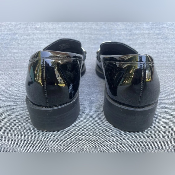 Zara Women’s Patent Chain Loafer Shoes Black Size 38 - Picture 3 of 4
